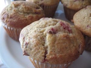 Strawberry Banana Peach Muffins